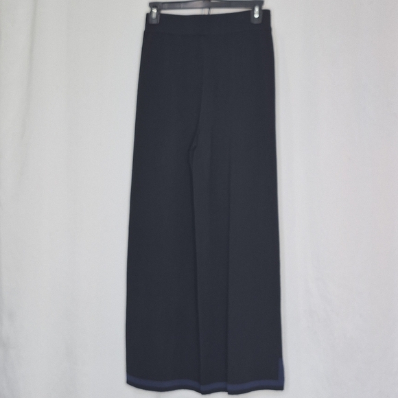 Tahari Pull-On Wide Leg Pants Elastic Waistline Ankle Slit Colorblock - Size S/6 - Picture 2 of 11